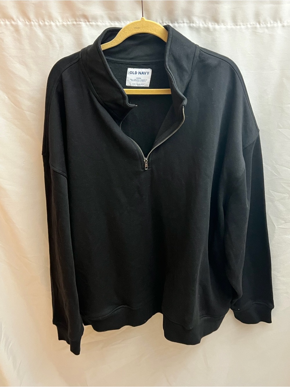 Old Navy Black Oversized Quarter Zip Sweatshirt Pullover 4X XXXXL NWT